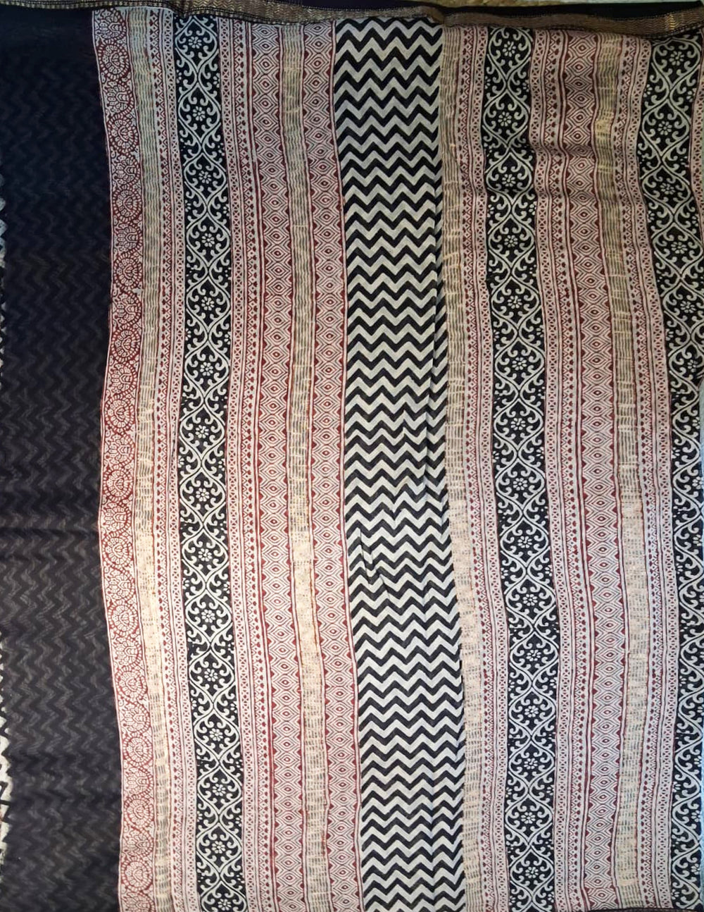 Handblock Printed Bagh Saree- Black BG02 - Wefta