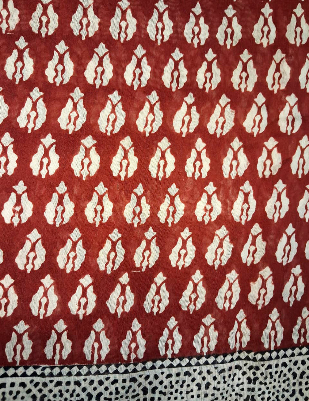 Handblock printed Bagh Saree- Red BG01 - Wefta
