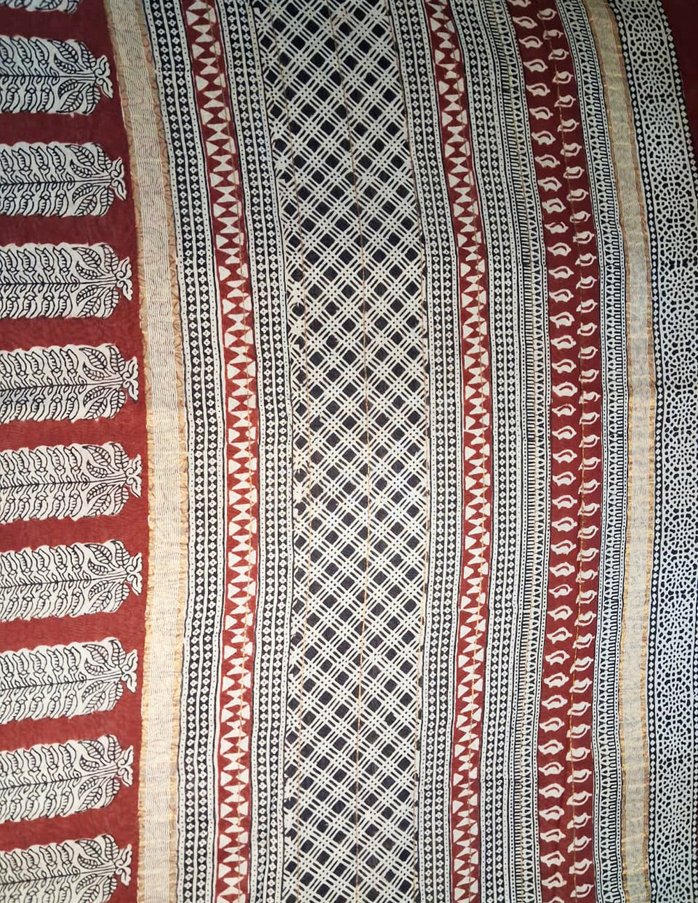 Handblock printed Bagh Saree- Red BG01 - Wefta