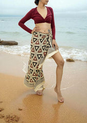 Handblock Printed Cotton Bagru Sarong- 02 Cream - Wefta