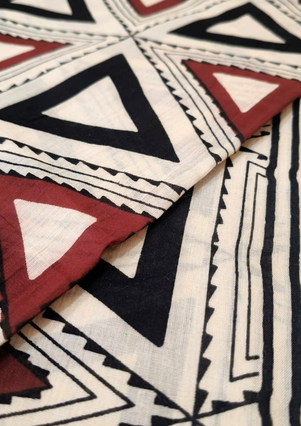 Handblock Printed Cotton Bagru Sarong- 02 Cream - Wefta