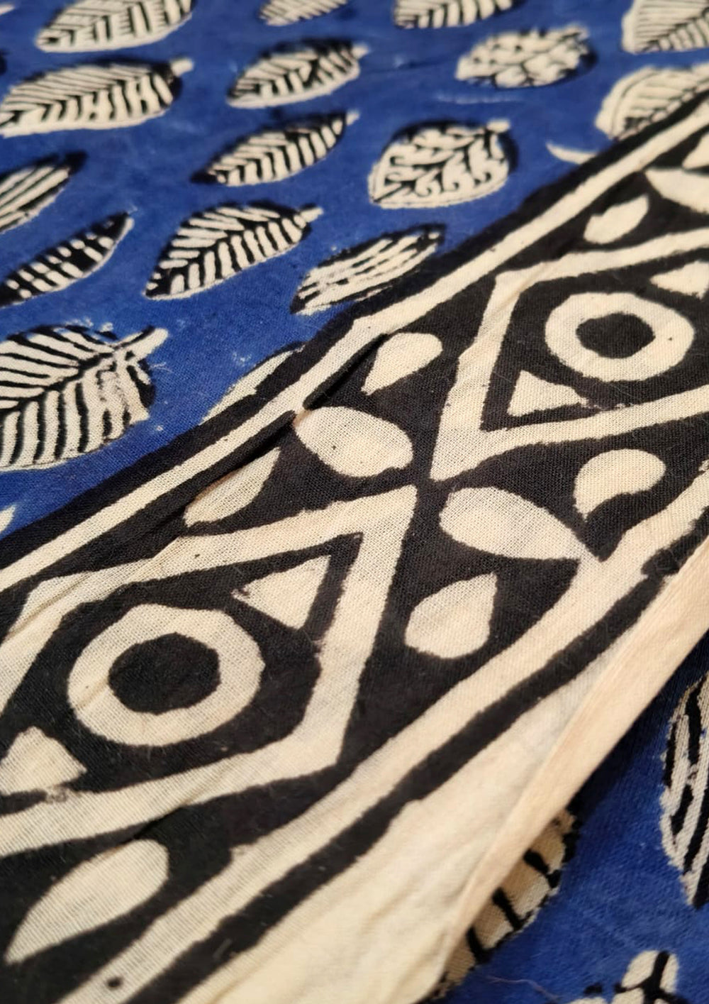 Handblock Printed Cotton Bagru Sarong - 03 Blue - Wefta