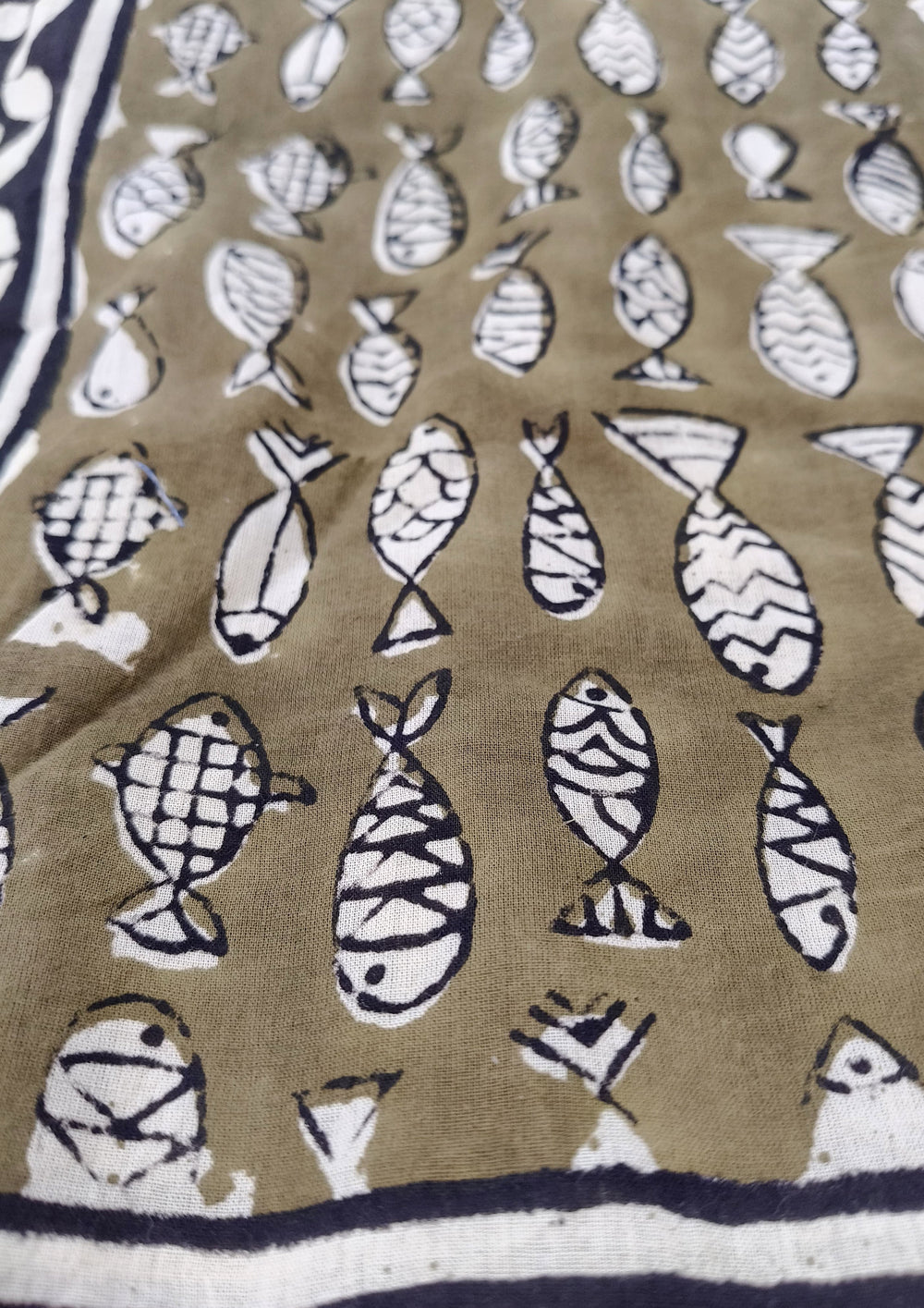 Handblock Printed Cotton Bagru Sarong - 04 Brown - Wefta