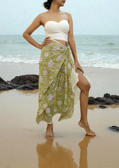 Handblock Printed Cotton Bagru Sarong - 09 Fresh Green - Wefta