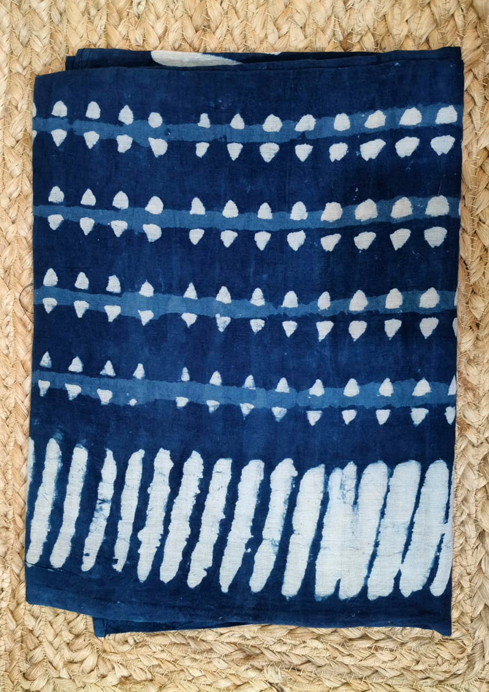 Handblock Printed Dabu (mud resist) Cotton Sarong - 07 Indigo - Wefta