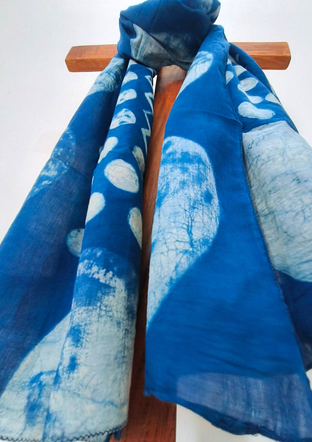 Handblock Printed Dabu (mud resist) Cotton Stole - 01 Indigo - Wefta