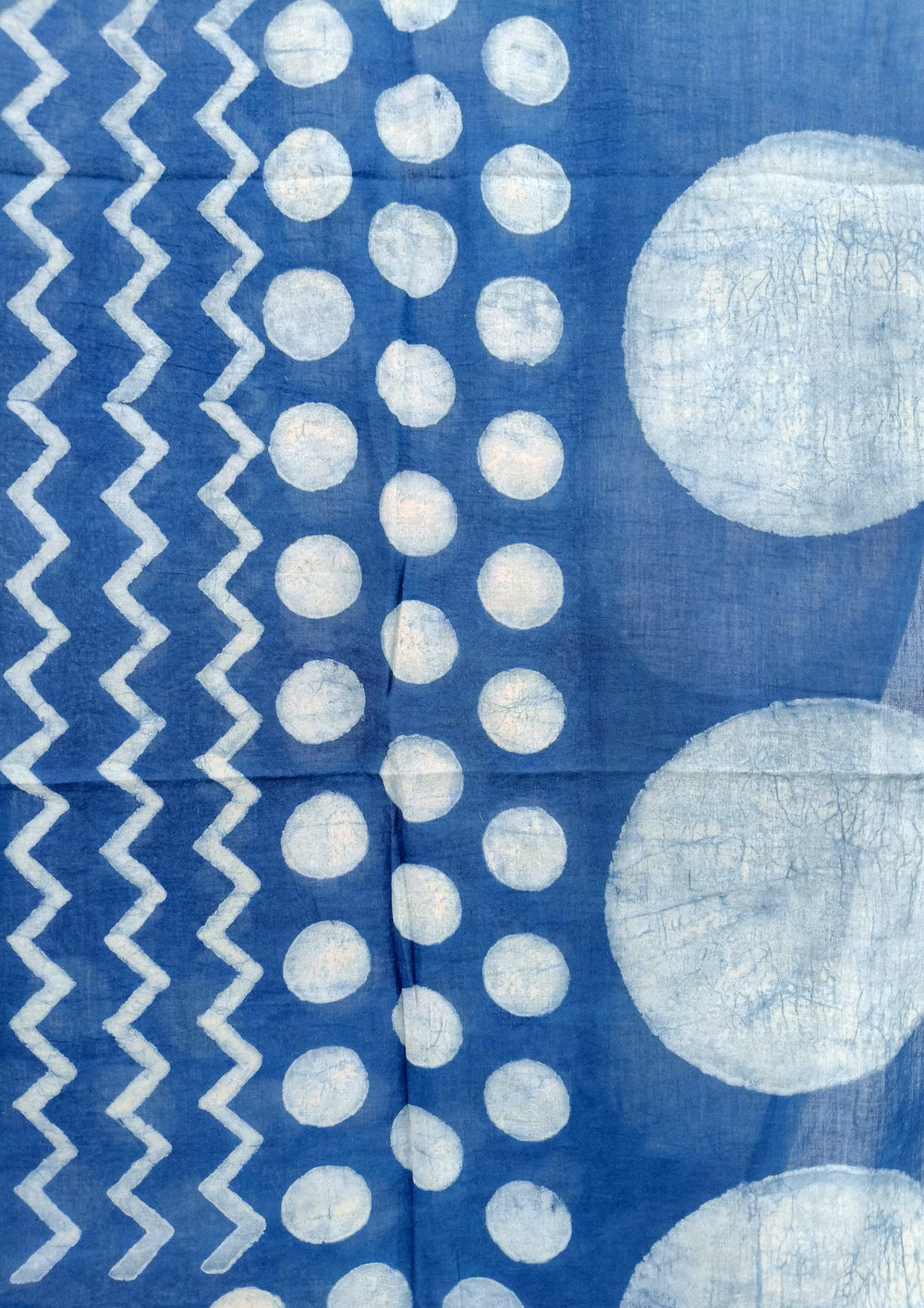 Handblock Printed Dabu (mud resist) Cotton Stole - 01 Indigo - Wefta