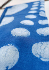 Handblock Printed Dabu (mud resist) Cotton Stole - 01 Indigo - Wefta