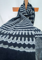 Handblock Printed Dabu (mud resist) Cotton Stole - 05 Siyahi - Wefta
