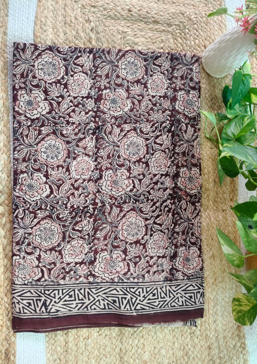 Handblock Printed Kalamkari Saree - HBK1 - Wefta