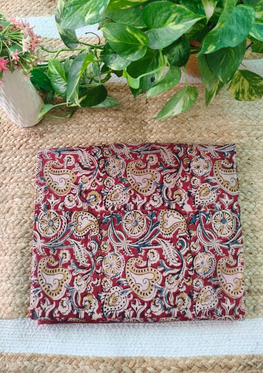 Handblock Printed Kalamkari Saree - HBK2 - Wefta
