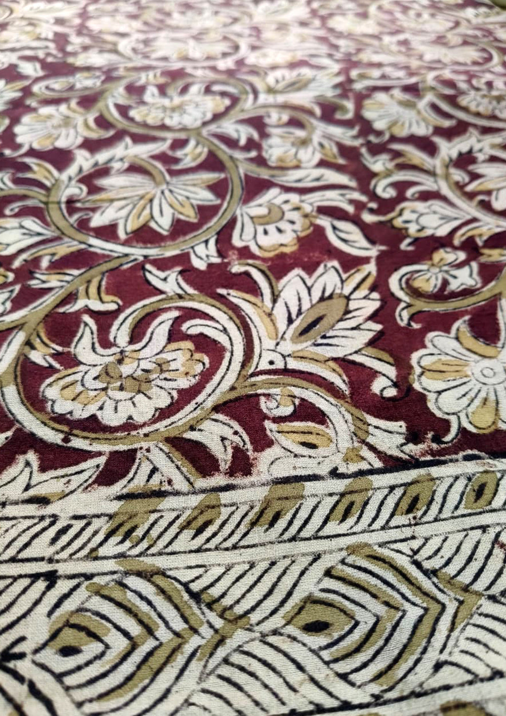 Handblock Printed Kalamkari Saree - HBK3 - Wefta