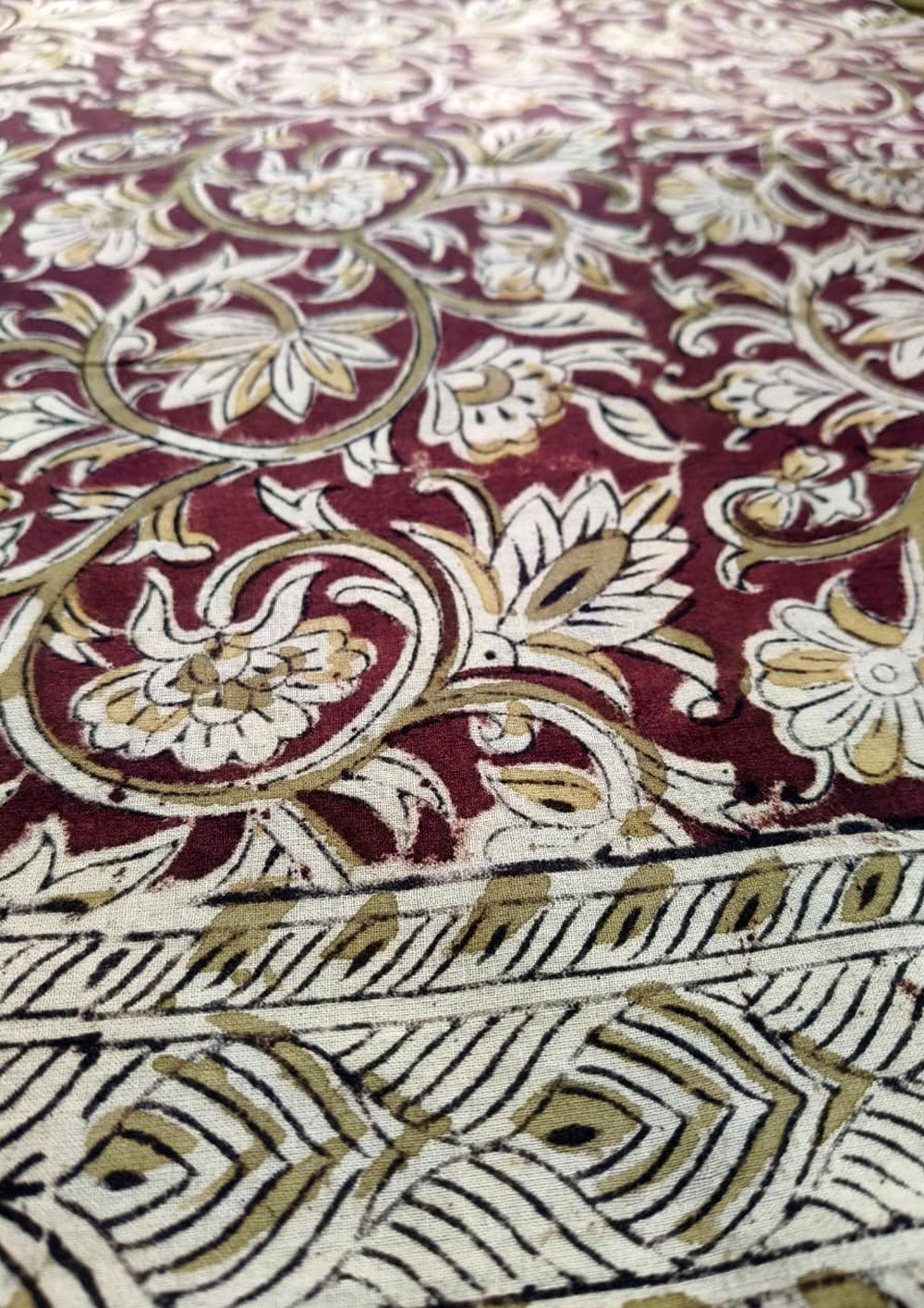 Handblock Printed Kalamkari Saree - HBK3 - Wefta