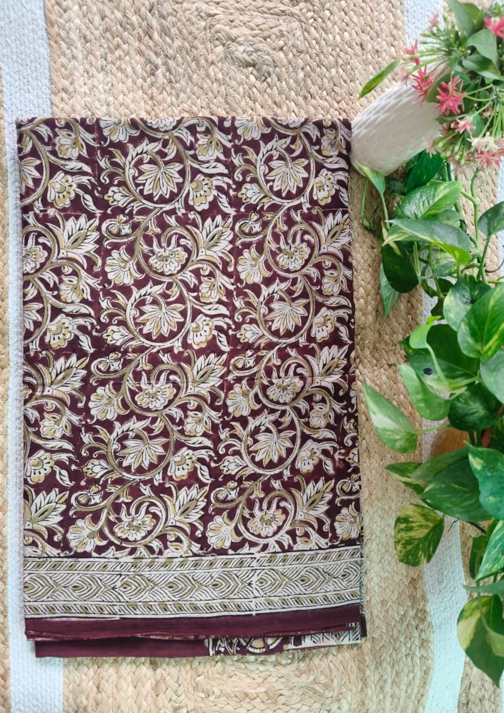 Handblock Printed Kalamkari Saree - HBK3 - Wefta
