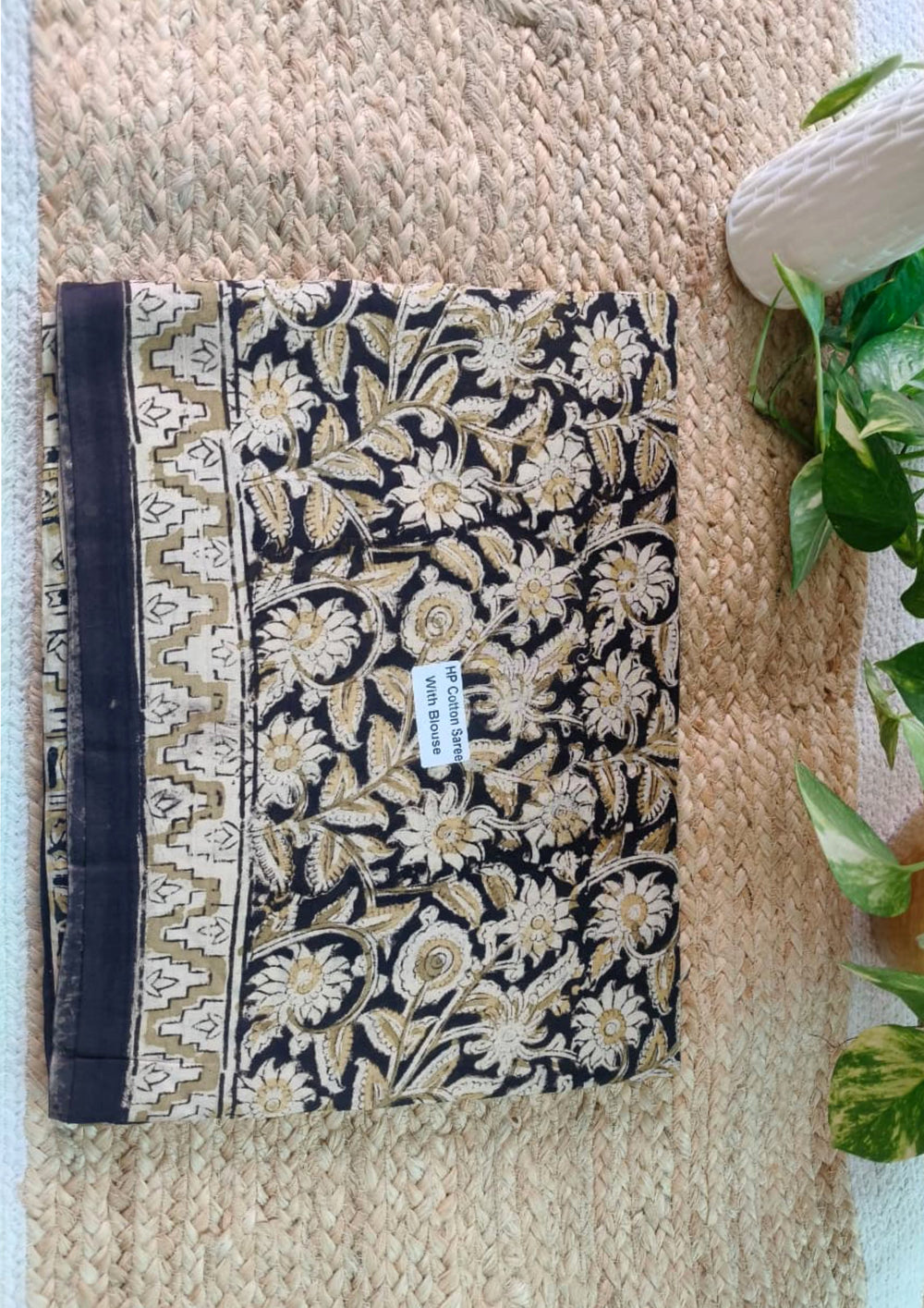 Handblock Printed Kalamkari Saree - HBK4 - Wefta