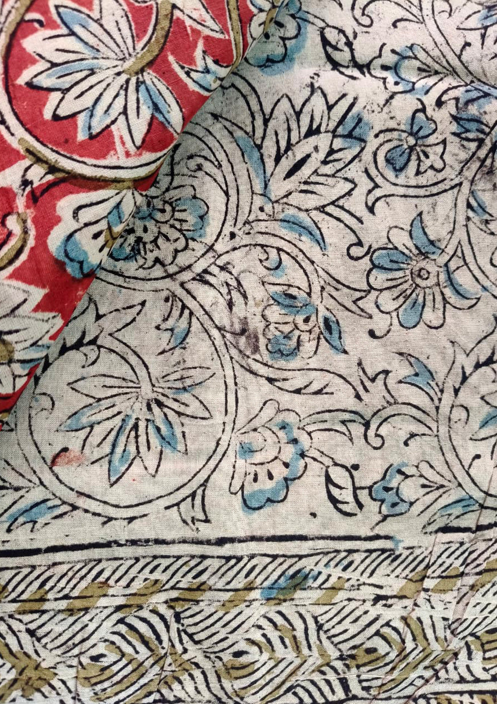 Handblock Printed Kalamkari Saree - HBK6 - Wefta