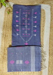 Jamdani Cotton Suit - Denim Blue JS2 - Wefta