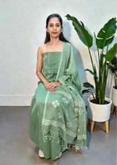 Jamdani Cotton Suit - Green JS5 - Wefta