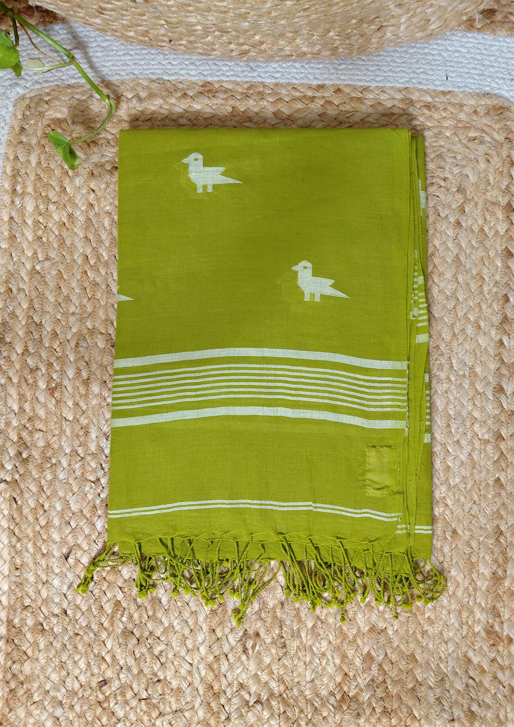 Jamdani Cotton Suit - Lime Green JS4 - Wefta