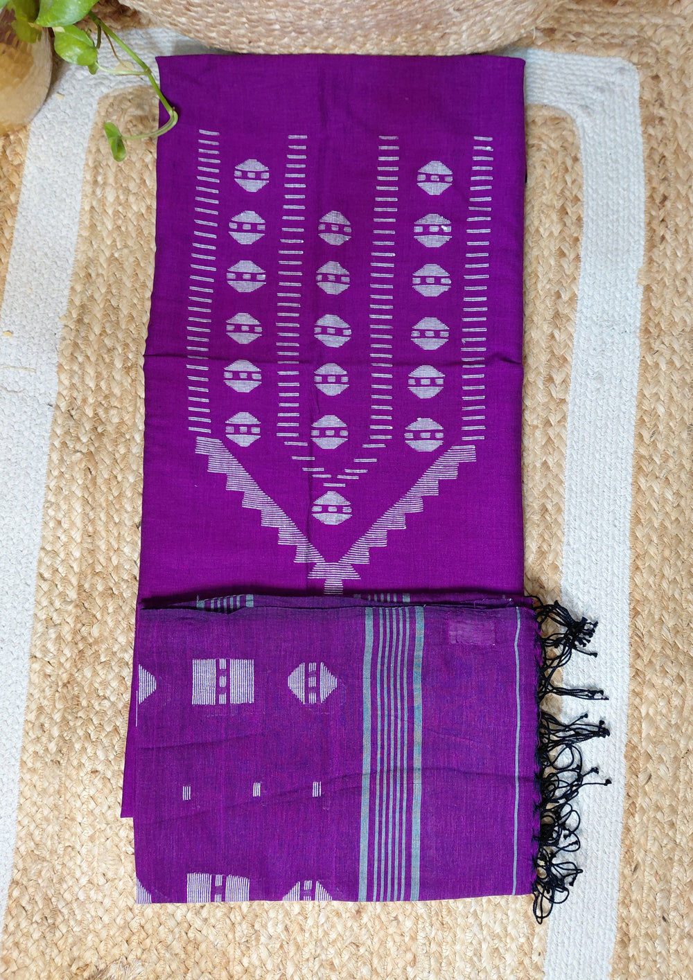 Jamdani Cotton Suit - Purple JS3 - Wefta