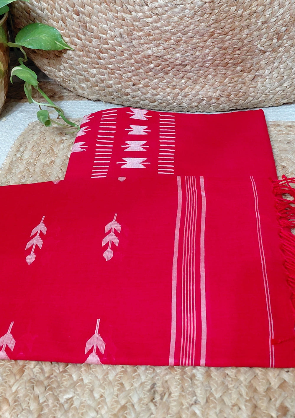 Jamdani Cotton Suit - Red JS1 - Wefta