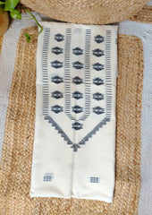 Jamdani Cotton Suit - White JS6 - Wefta