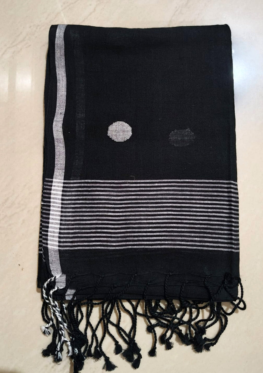 Jamdani Stole- Black1 - Wefta