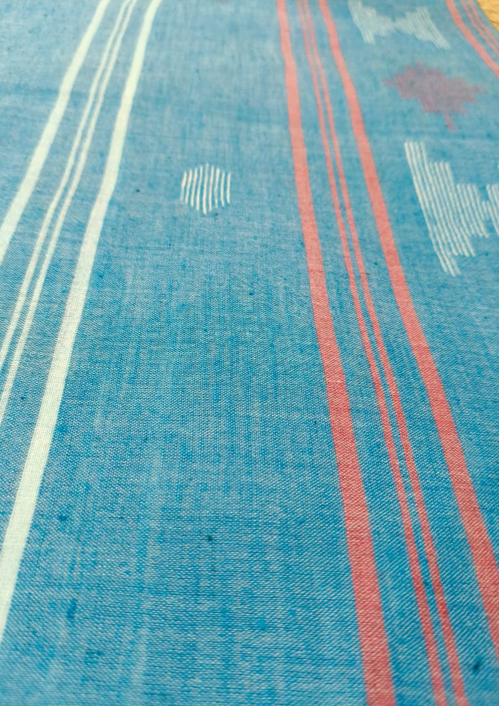Jamdani Stole - Blue HJ26 - Wefta