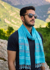 Jamdani Stole - Blue HJ26 - Wefta