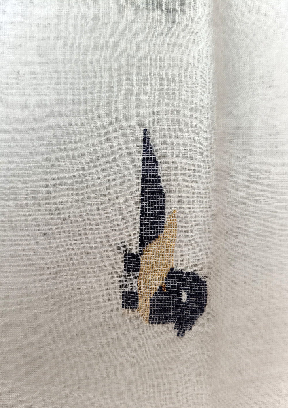 Jamdani Stole- Chidiya- White w3 - Wefta