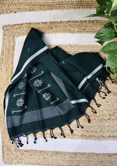 Jamdani Stole - Dark Green 2 - Wefta