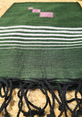 Jamdani Stole - Dark Green - Wefta