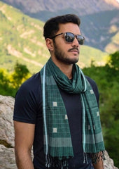 Jamdani Stole - Dark Green HJ28 - Wefta