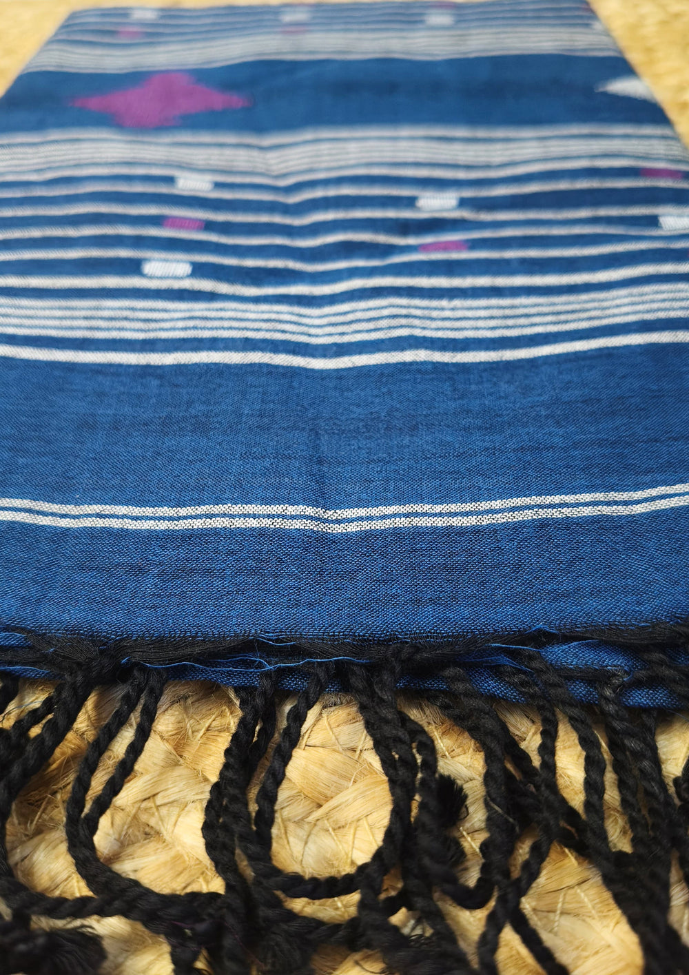 Jamdani Stole - Denim Blue 4 - Wefta