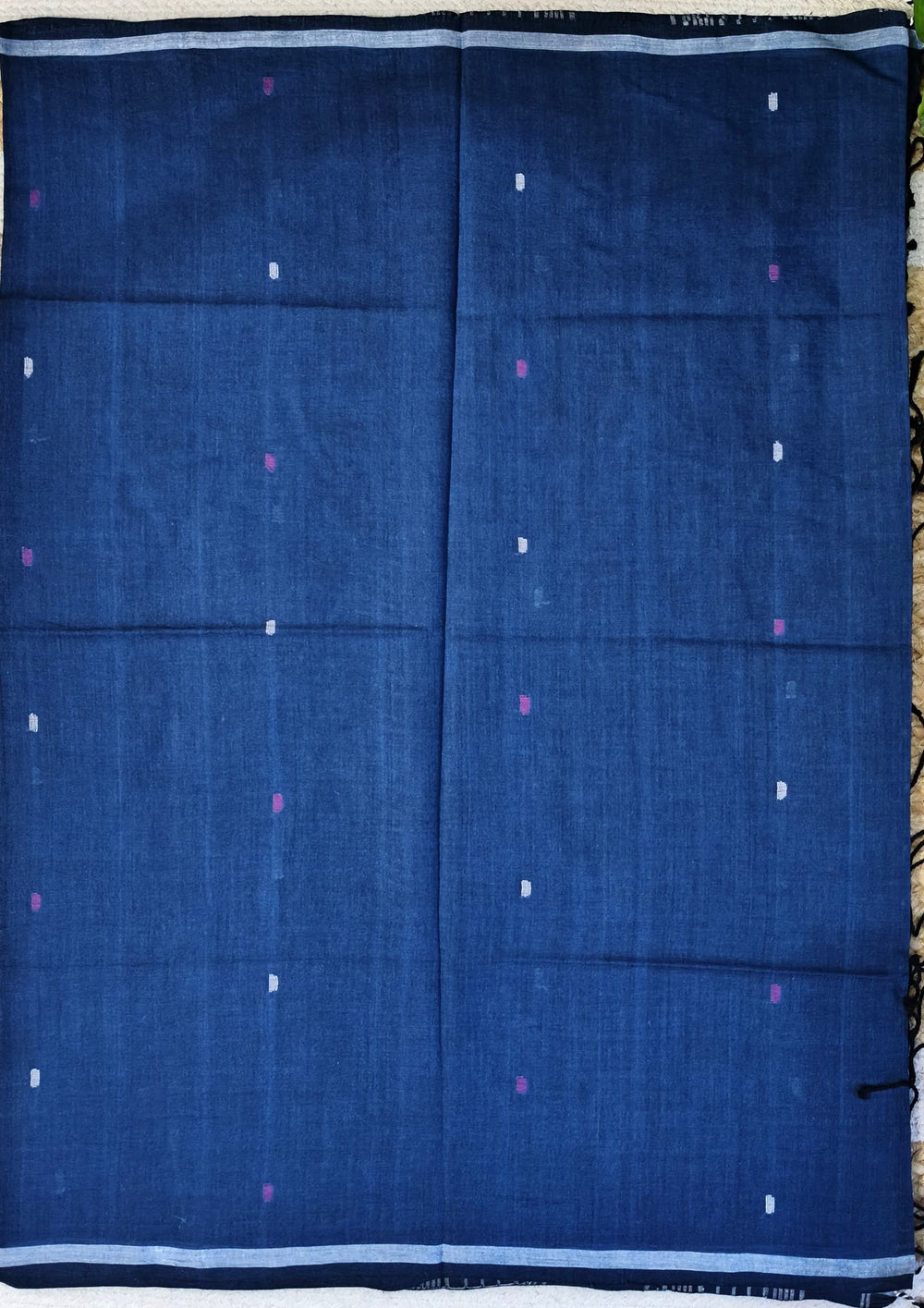 Jamdani Stole - Denim Blue 4 - Wefta