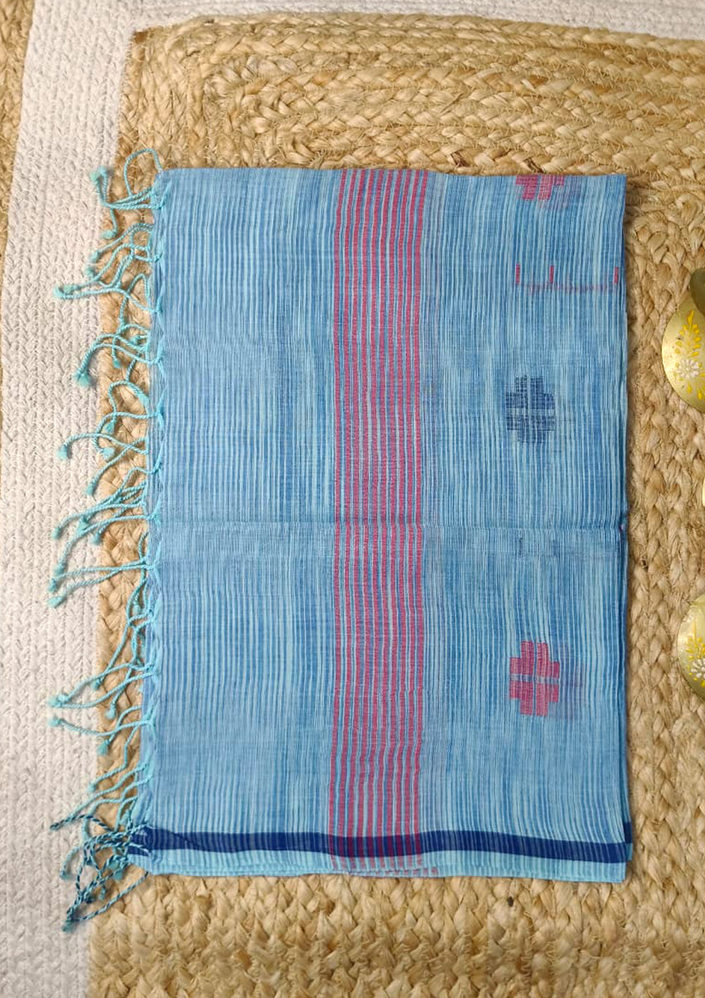 Jamdani Stole - Denim Blue HJ23 - Wefta