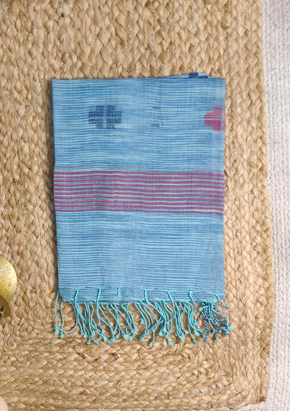 Jamdani Stole - Denim Blue HJ23 - Wefta