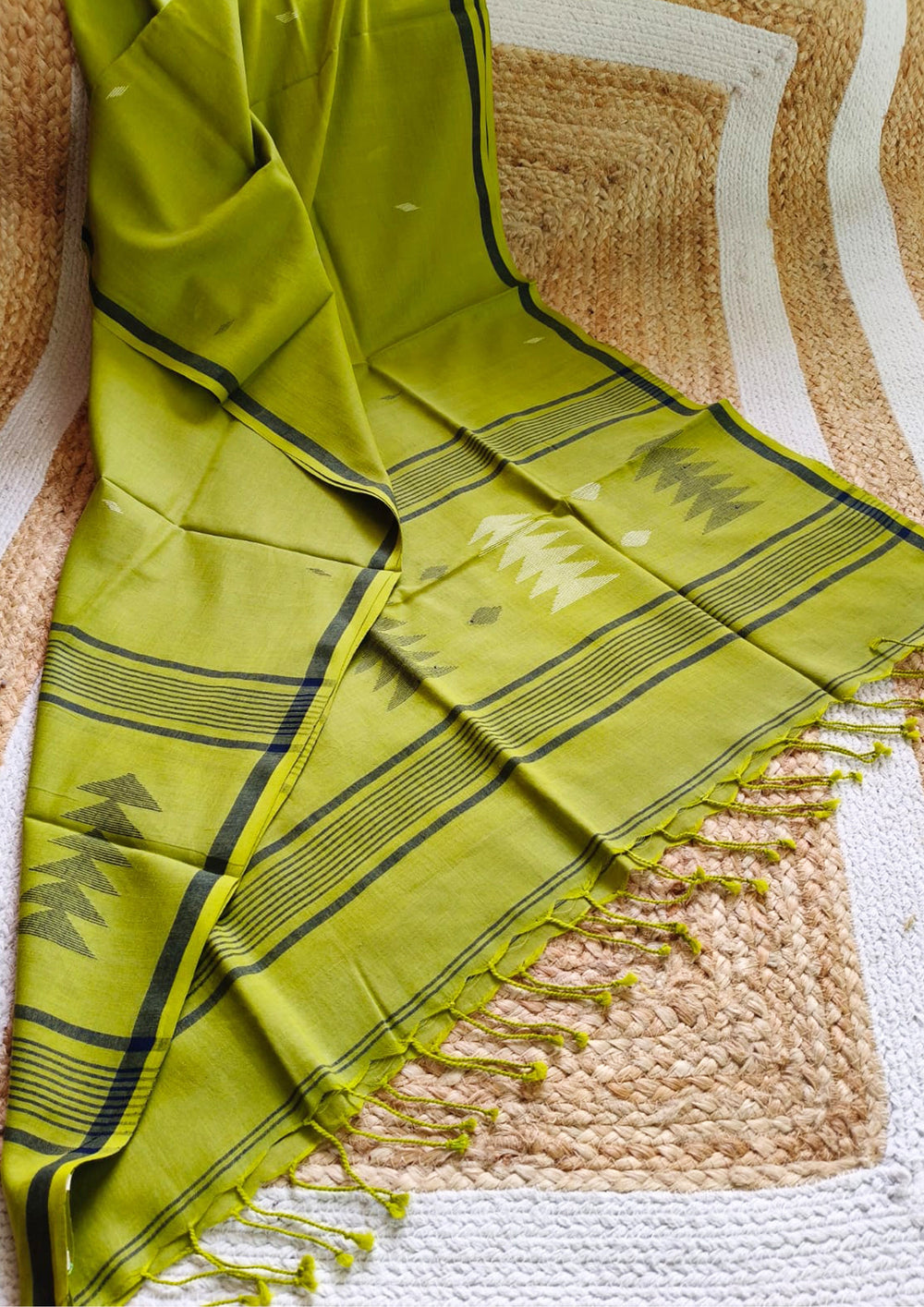 Jamdani Stole - Green 1 - Wefta