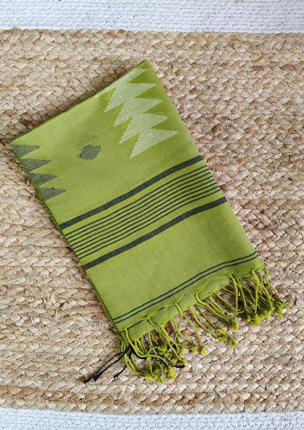 Jamdani Stole - Green 1 - Wefta