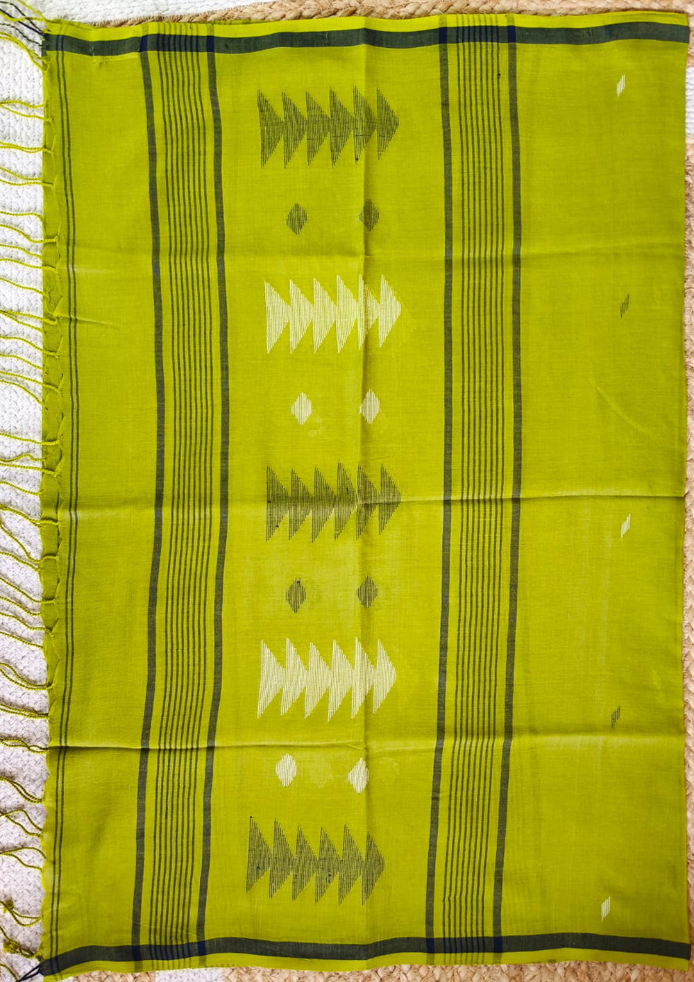 Jamdani Stole - Green 1 - Wefta