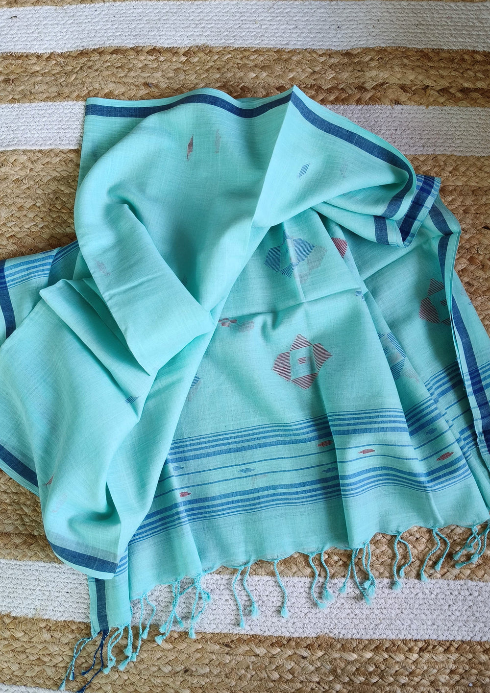 Jamdani Stole - Light Blue LB1 - Wefta