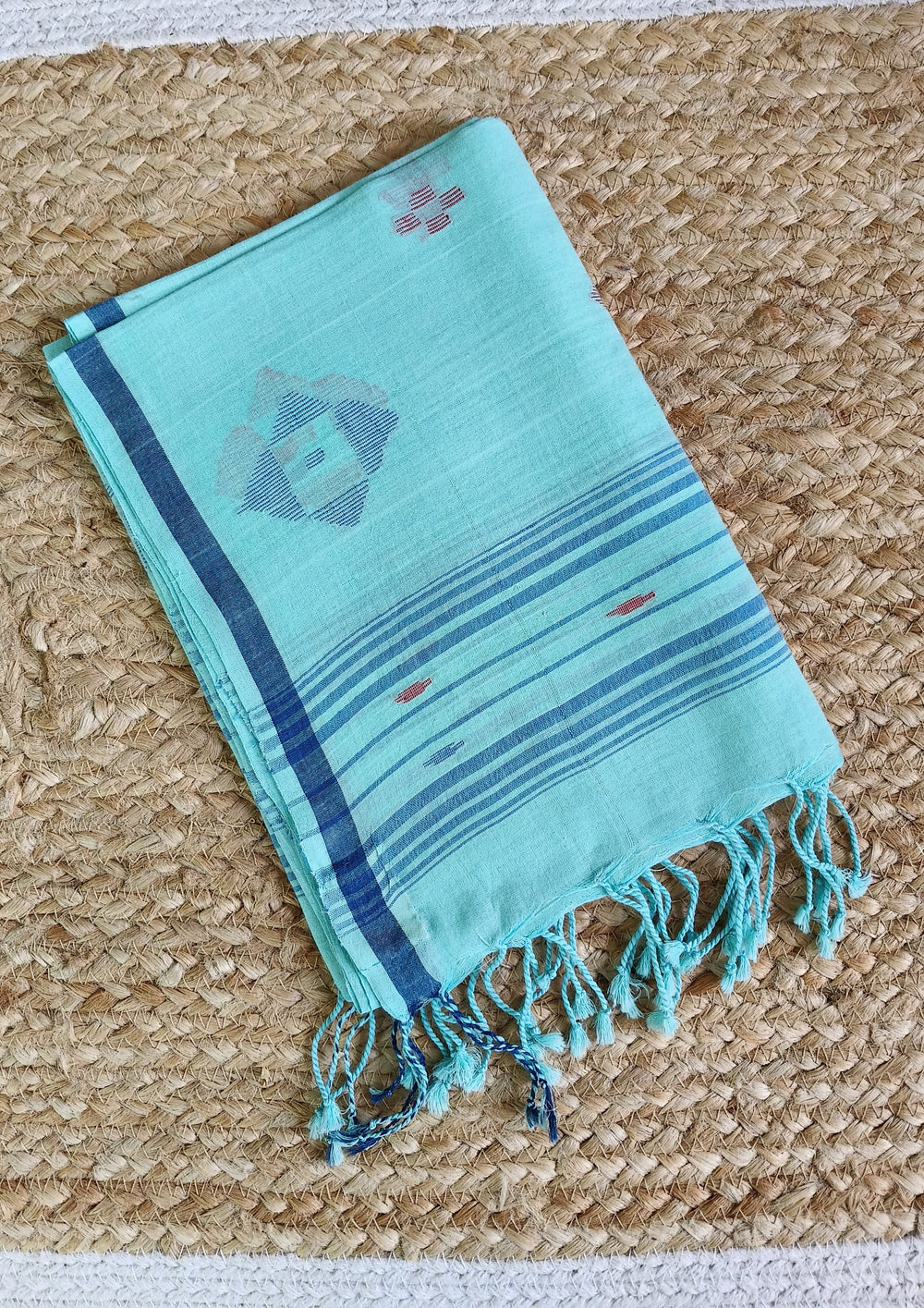 Jamdani Stole - Light Blue LB1 - Wefta