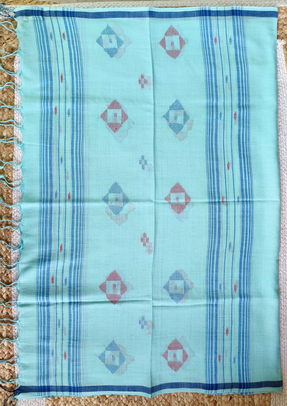 Jamdani Stole - Light Blue LB1 - Wefta