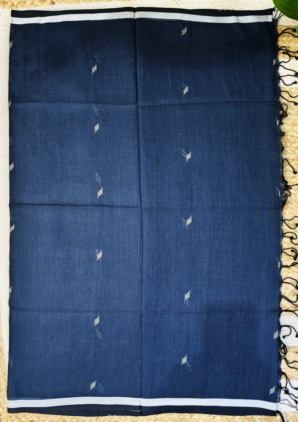 Jamdani Stole - Navy Blue 1 - Wefta