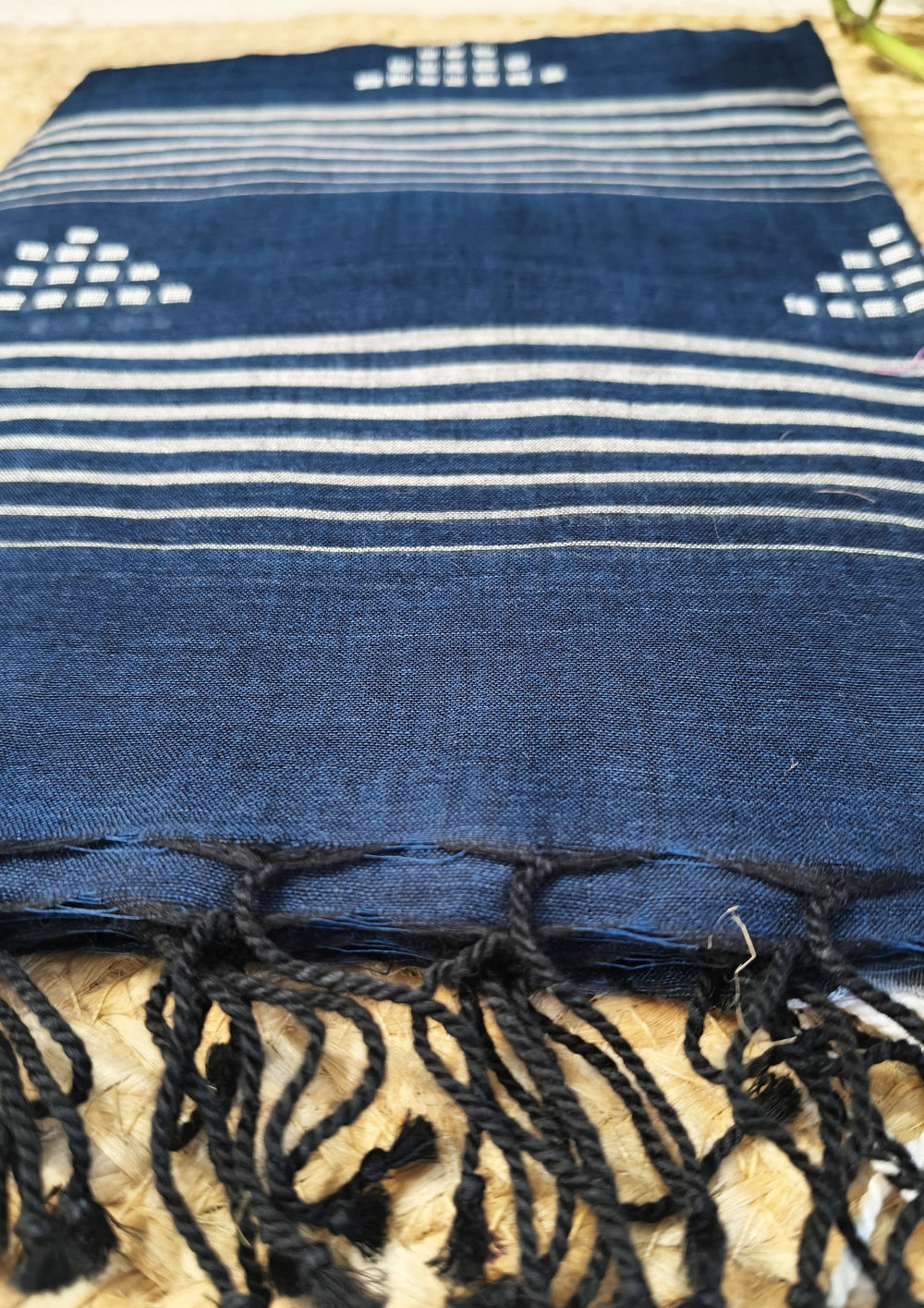 Jamdani Stole - Navy Blue 1 - Wefta