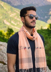 Jamdani Stole - Peach 1 - Wefta