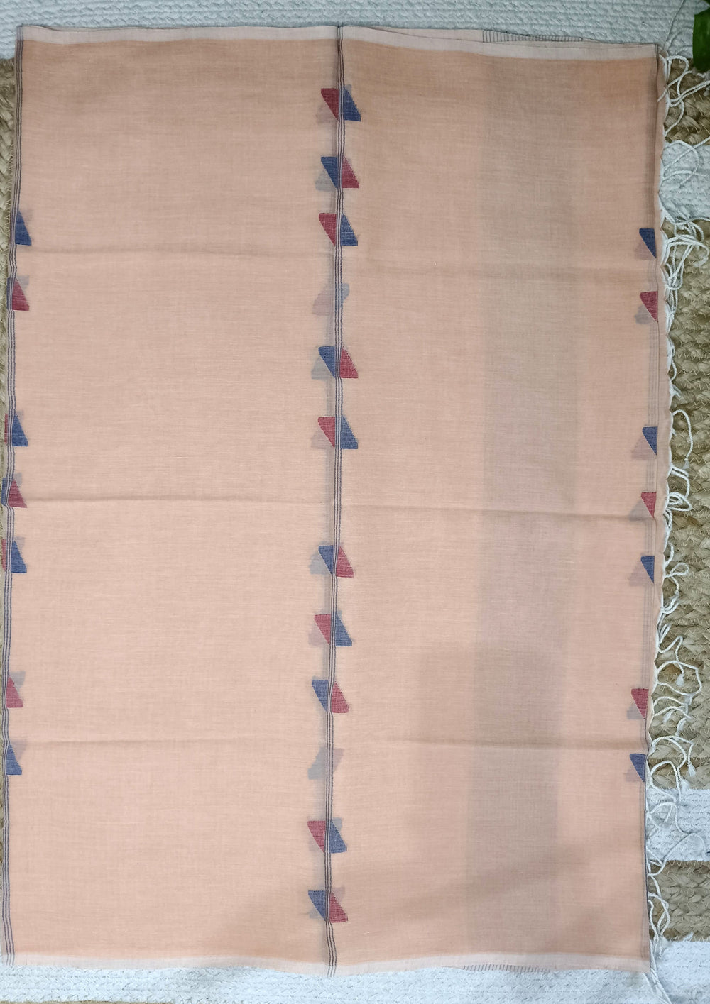 Jamdani Stole - Peach 1 - Wefta