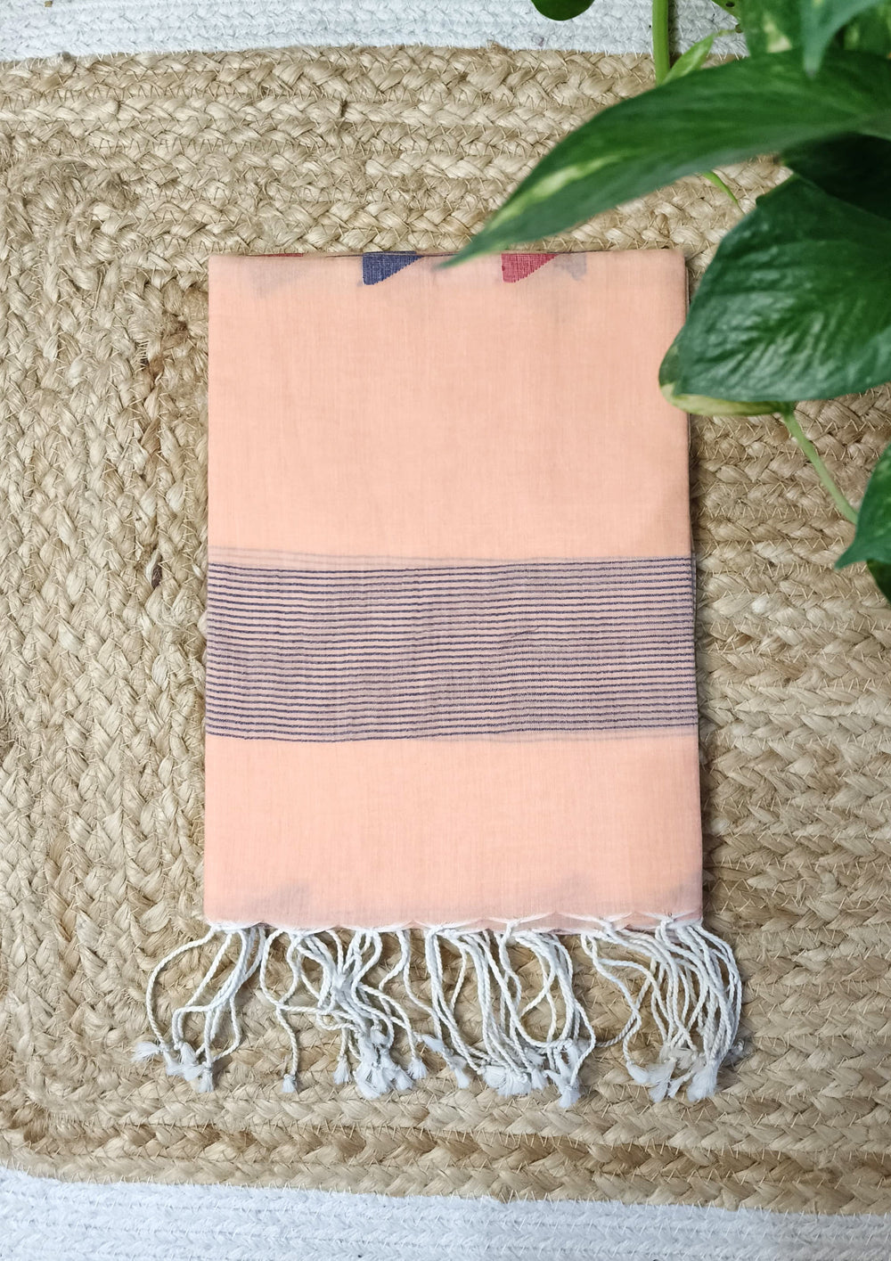 Jamdani Stole - Peach 1 - Wefta