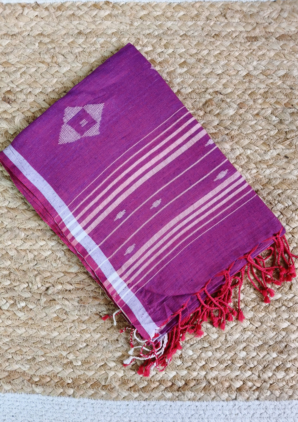 Jamdani Stole - Pink 1 - Wefta