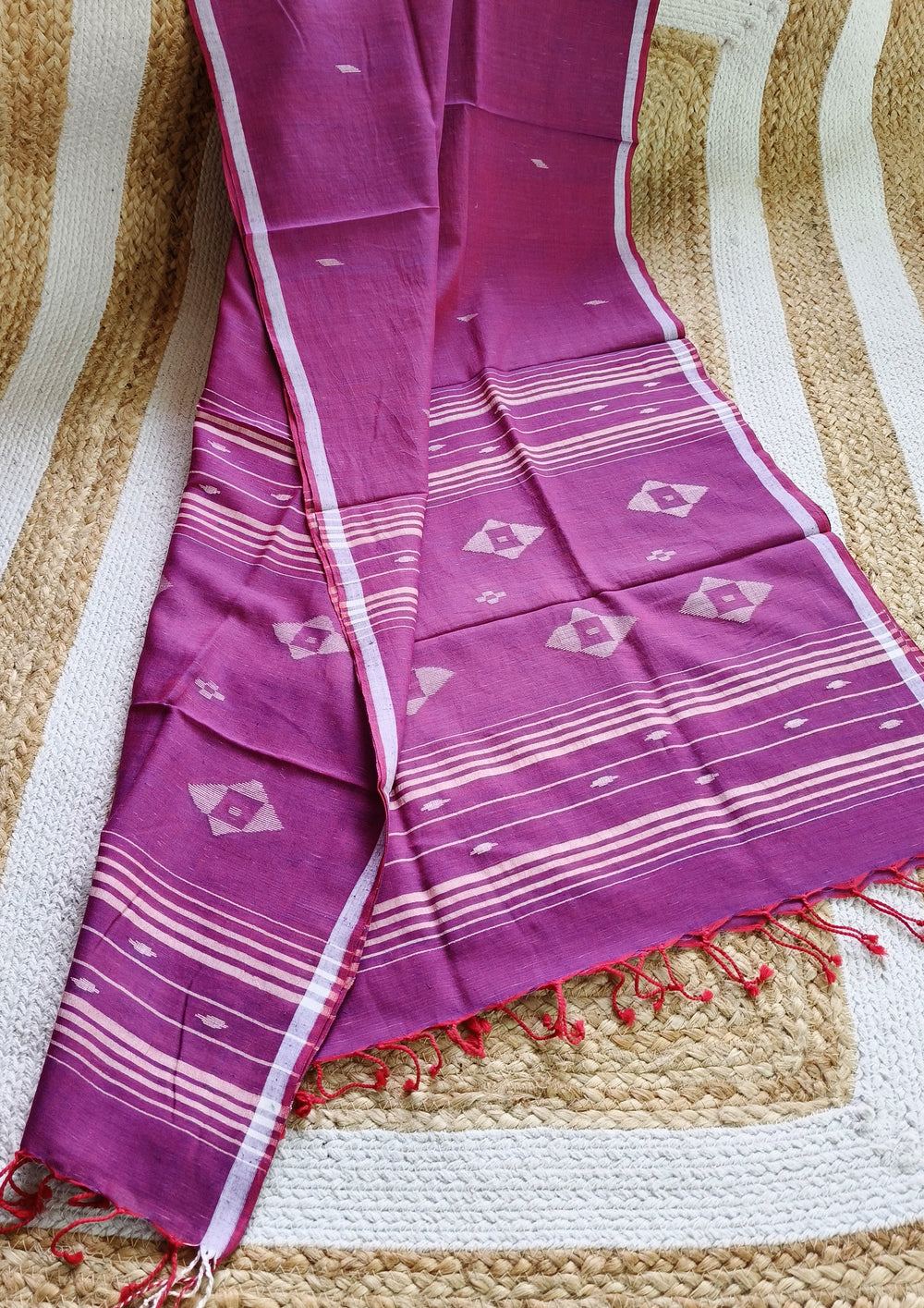 Jamdani Stole - Pink 1 - Wefta